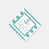 Nautical Turquoise Stripe Anchor Wedding Napkins Servet (Hoek)