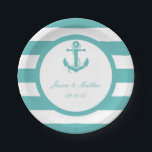 Nautical Turquoise Stripe Anchor Wedding Papieren Bordje<br><div class="desc">Het nautische anker turquoise stripe bruiloft collectie is perfect voor elk koppel dat een romantisch huwelijk door het zee plant. OBJECTEN VOOR uitzicht AANPASSEN VOOR DIT COLLECTIE</div>