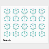 Nautical Turquoise Stripe Anchor Wedding Ronde Sticker (Vel)