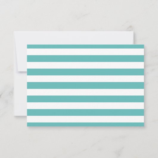 Nautical Turquoise Stripe Anchor Wedding RSVP (Achterkant)