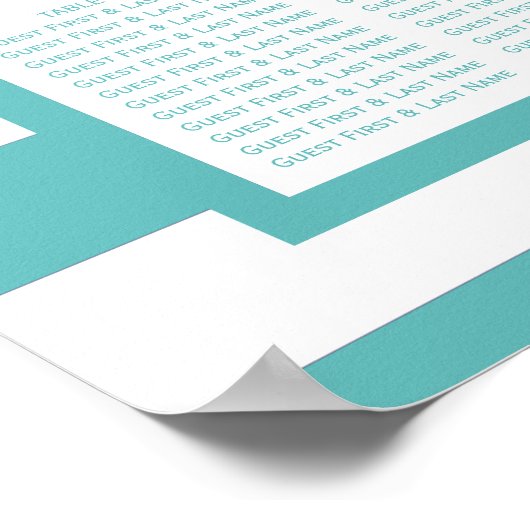 Nautical Turquoise Stripe Anchor Wedding Seating S Poster (Hoek)