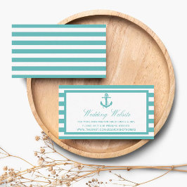 Nautical Turquoise Stripe Anchor Wedding Website Informatiekaartje