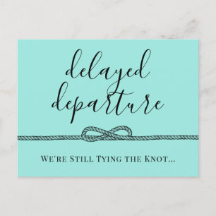 Nautical Turquoise Tying Knot Postponed Wedding Aankondigingskaart