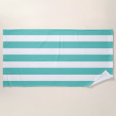 Nautical Turquoise & White Striped Beach Towel Strandlaken (Voorkant)