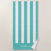 Nautical Turquoise & White Striped Custom Name
