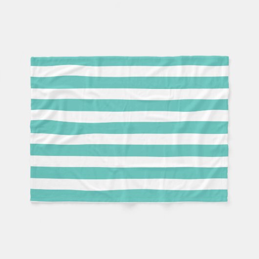 Nautical Turquoise & White Striped Fleece Deken (Voorkant (Horizontaal))