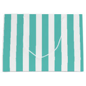 Nautical Turquoise & White Striped Groot Cadeauzakje (Voorkant)
