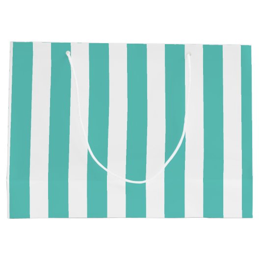 Nautical Turquoise & White Striped Groot Cadeauzakje (Achterkant)
