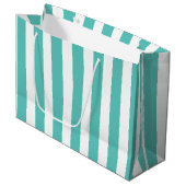 Nautical Turquoise & White Striped Groot Cadeauzakje (Voorkant Gekanteld)