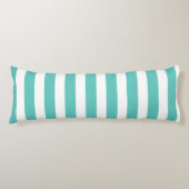 Nautical Turquoise & White Striped Lichaamskussen (Voorkant)