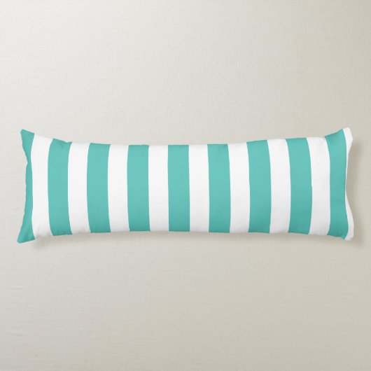 Nautical Turquoise & White Striped Lichaamskussen (Voorkant)