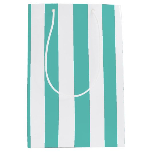 Nautical Turquoise & White Striped Medium Cadeauzakje