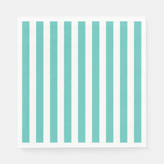 Nautical Turquoise & White Striped Servet (Voorkant)
