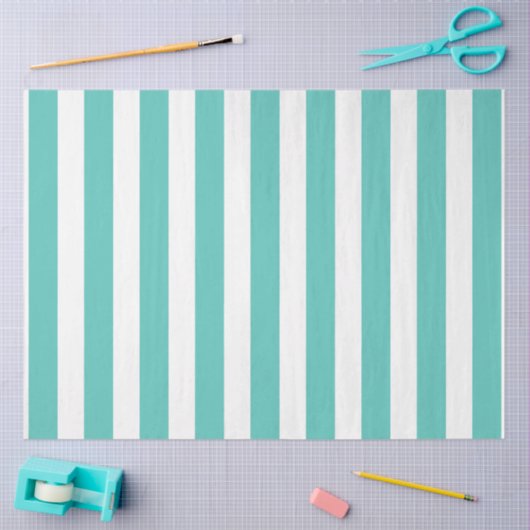 Nautical Turquoise & White Striped Tissuepapier (Craft)