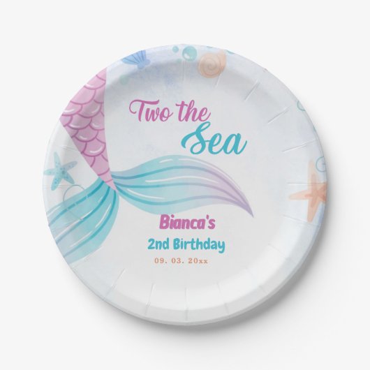 Nautical two het Zee 2e Verjaardagsfeest Papieren Bordje (Voorkant)