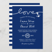 Nautical Tying the Knot Anchor Navy Blue Wedding Kaart (Voorkant / Achterkant)