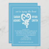 Nautical Tying the Knot Blue Wedding Invitations Kaart (Voorkant / Achterkant)