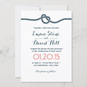 Nautical Tying the Knot Elegant Minimalist Wedding Kaart