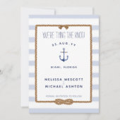 Nautical Tying the Knot Infinity + Blue Waterverf Save The Date (Voorkant)