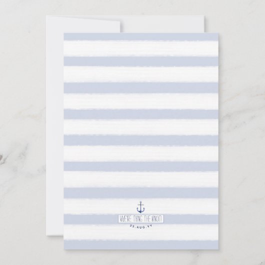 Nautical Tying the Knot Infinity + Blue Waterverf Save The Date (Achterkant)