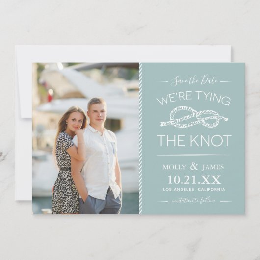 Nautical Tying the Knot Photo Save the Date (Voorkant)