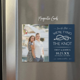 Nautical Tying the Knot Photo Save the Date Magnetische Uitnodiging