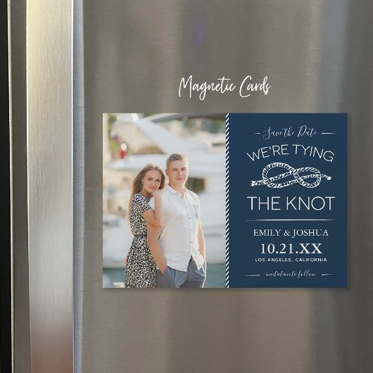 Nautical Tying the Knot Photo Save the Date Magnetische Uitnodiging