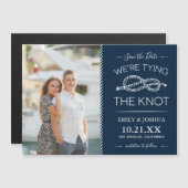 Nautical Tying the Knot Photo Save the Date Magnetische Uitnodiging (Voorkant / Achterkant)