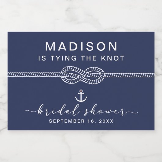 Nautical Tying the Knot Vrijgezellenfeest Favor Sparkling Wijnetiket (Enkel label)