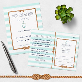 Nautical Tying the Knot Zee Foam Save the Date Aankondigingskaart