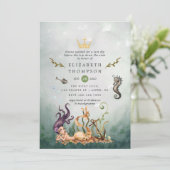 Nautical under the Zee Mermaid Bachelorette Party Kaart (Staand voorkant)