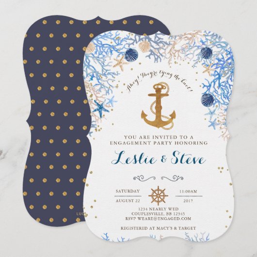 Nautical Verloving Invitation Kaart (Voorkant / Achterkant)
