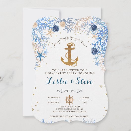 Nautical Verloving Invitation Kaart (Voorkant)