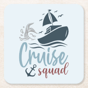 Nautical Vibes Cruise Squad Kartonnen Onderzetters