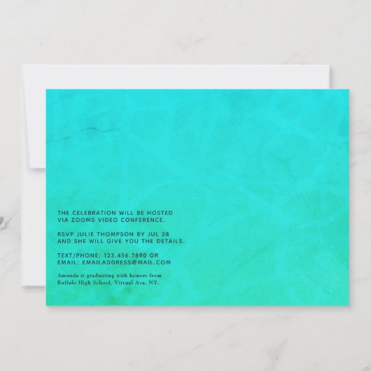 Nautical Virtual Graduation Party Kaart (Achterkant)