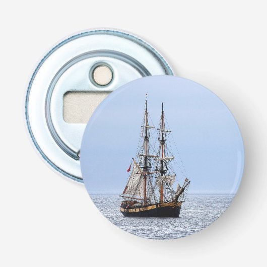 Nautical Vissen Boat Blue Skies Button Flesopener (Voorkant)