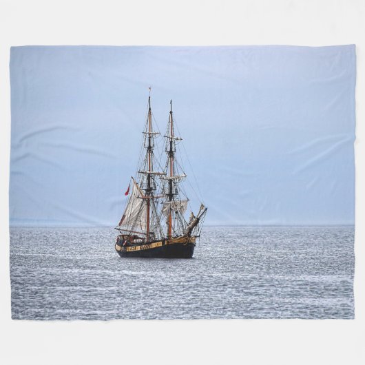 Nautical Vissen Boat Blue Skies Fleece Deken (Voorkant (Horizontaal))