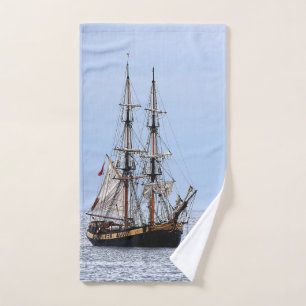 Nautical Vissen Boat Blue Skies Handdoek