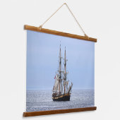 Nautical Vissen Boat Blue Skies Hangend Wandkleed (Gebogen)