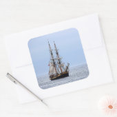 Nautical Vissen Boat Blue Skies Vierkante Sticker (Envelop)