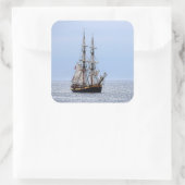 Nautical Vissen Boat Blue Skies Vierkante Sticker (Tas)