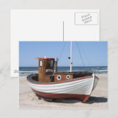 Nautical Vissen Boat op Sandy Ocean Beach Briefkaart (Voorkant / Achterkant)