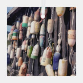 Nautical Vist Buoys op Rustic Building Glas Ornament (Achterkant)