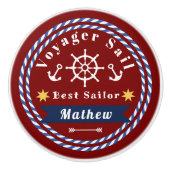 Nautical Voyager Beste Zeeman Rood Keramische Knop (Voorkant)