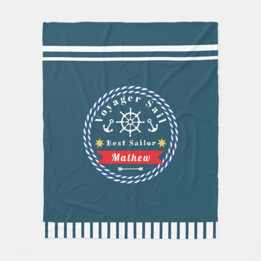 Nautical Voyager Beste Zeiler Donkerblauw Fleece Deken (Voorkant)