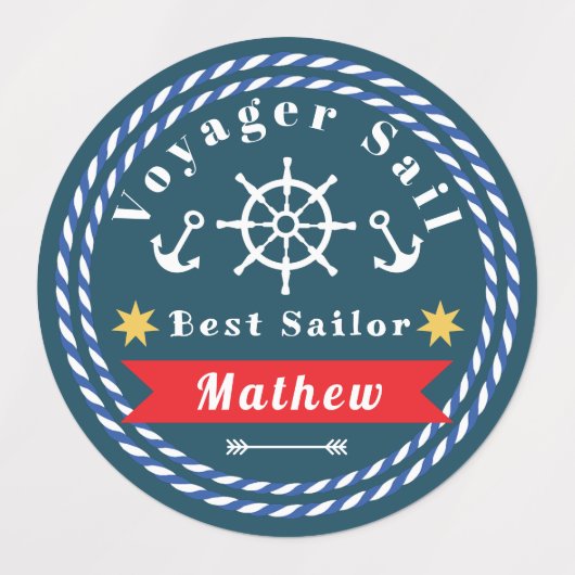 Nautical Voyager Beste Zeiler Donkerblauw Labels (Design 1)