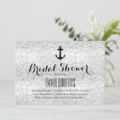 Nautical Vrijgezellenfeest Modern Silver Glitter Kaart (Staand voorkant)