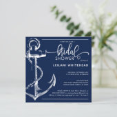 Nautical Vrijgezellenfeest White Anchor Navy Kaart (Staand voorkant)