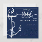 Nautical Vrijgezellenfeest White Anchor Navy Kaart (Voorkant)