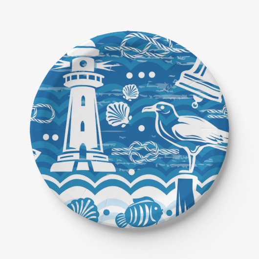 Nautical vuurthouse strand party paper bord (Voorkant)